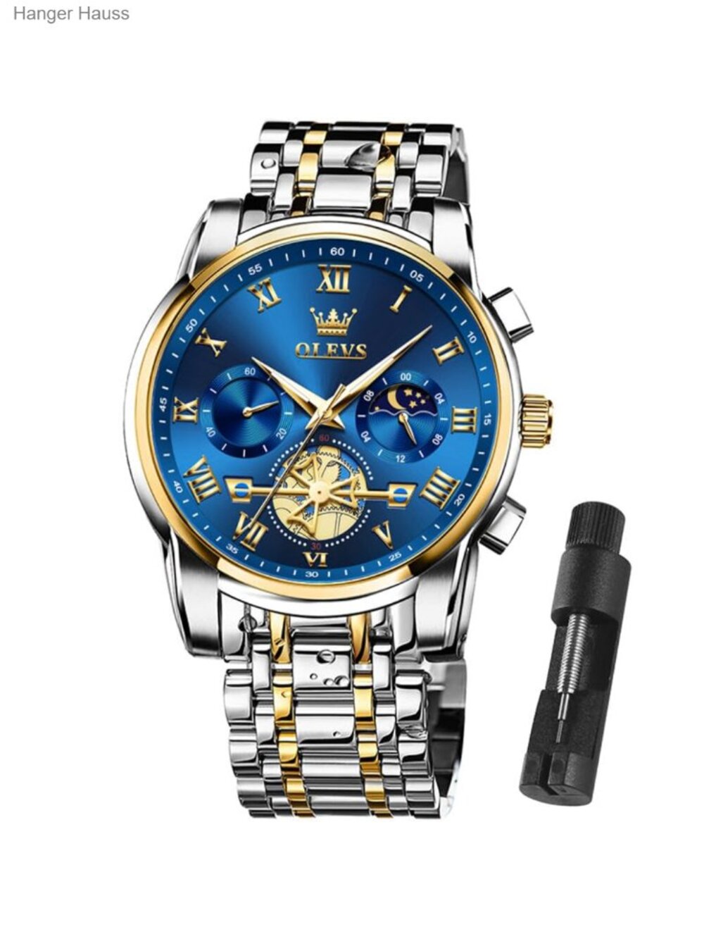 Men Luxury Stainless Steel Analog Quartz Watch Waterproof Luminous Chronograph